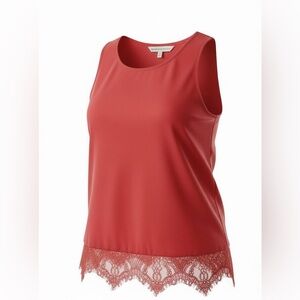 cupcakes & cashmere Red Lace Trim Blouse